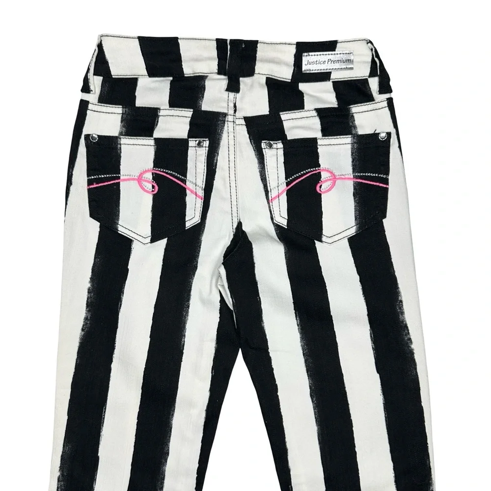 Justice‎ Black And White Stripe Jeans